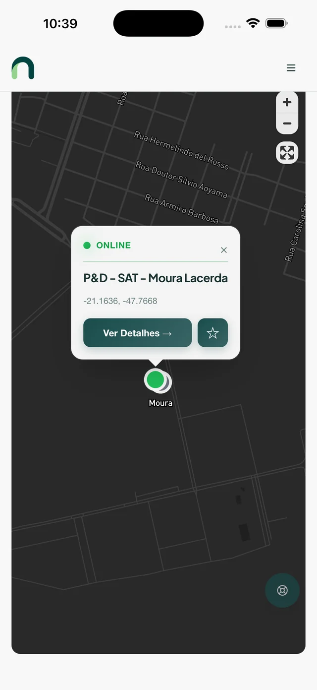 Mapa de estaciones de la app Nuvon